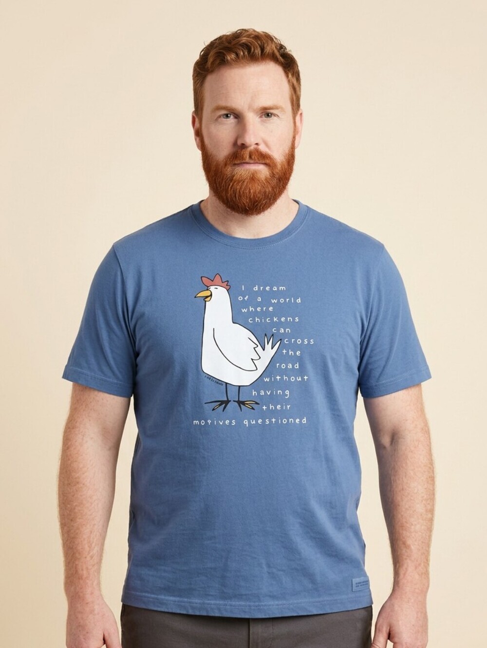 NWT Life Is Good Blue Crusher Lite Chicken Graphic Tee. XXXL